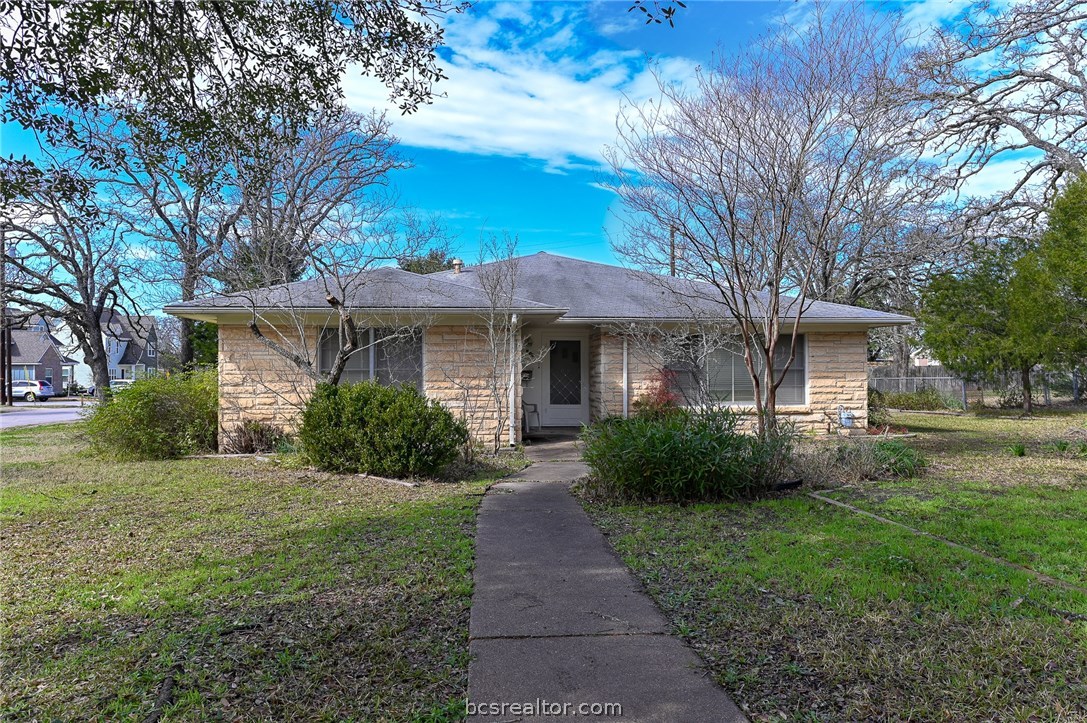 a front view of a house with yard and green space