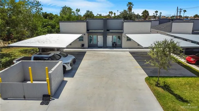 an outdoor space with seating