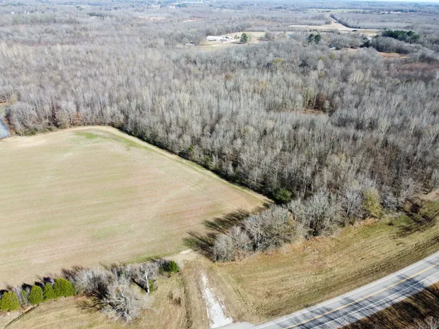 a view of a dry yard with wooden fence