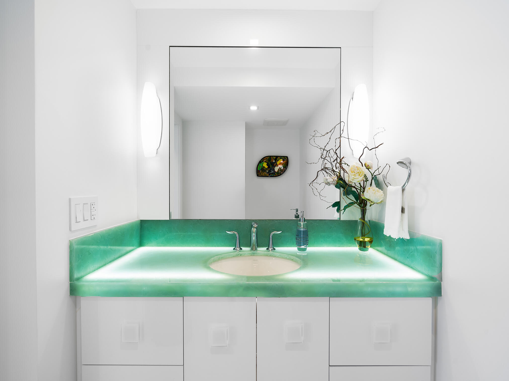 3407 South Ocean Boulevard, Unit PHB Highland Beach, FL 33487 - Photo 16 of 49 a bathroom with a sink and a mirror