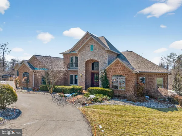 a view of a house with backyard and trees