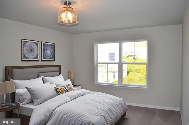 a bedroom with bed room and window