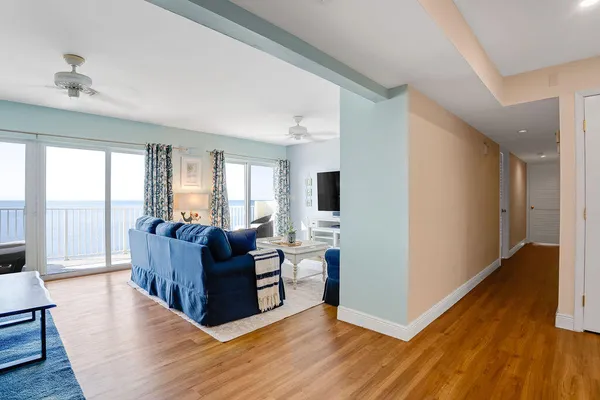 a living room with furniture