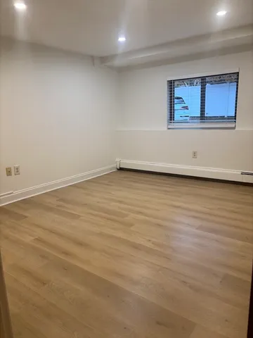 an empty room with a workbench