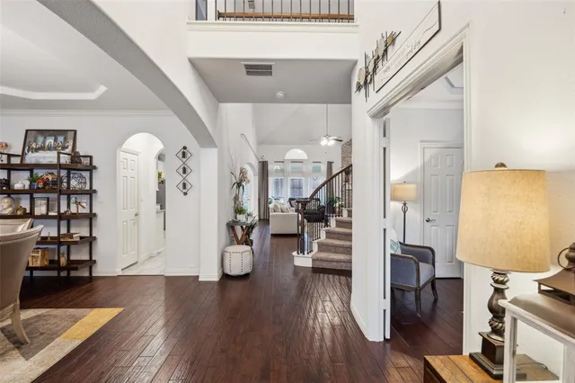 a view of a living room and dining room