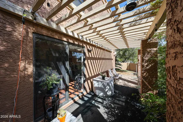 a view of outdoor seating space