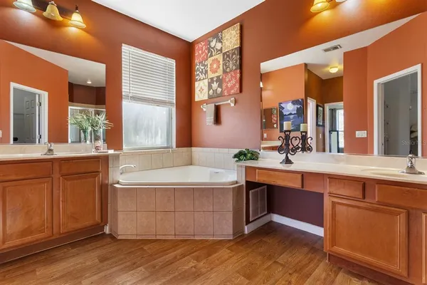 a bathroom with a tub