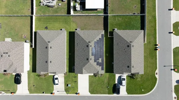an aerial view of a house