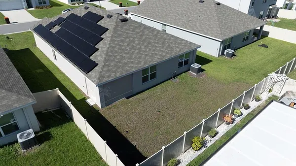 an aerial view of a house