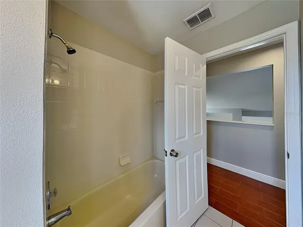 a bathroom with a bathtub