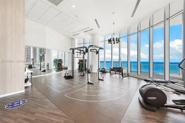 a view of a room with gym equipment