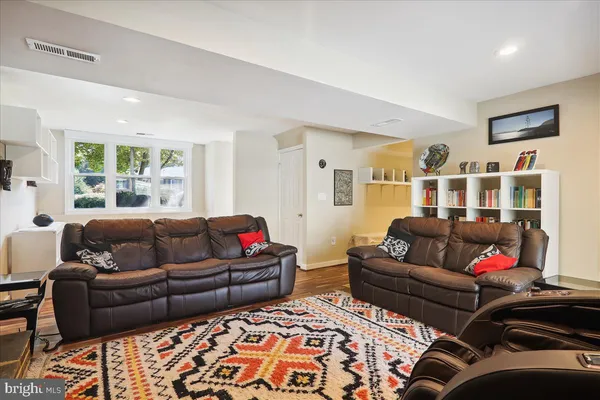 a view of a hallway with workspace