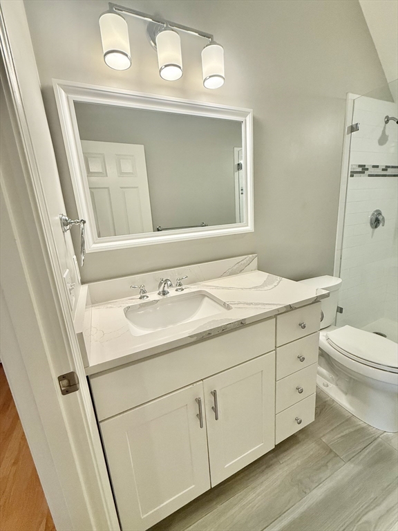 56 Eliot Street, Unit C Natick, MA 01760 - Photo 16 of 21 a bathroom with a toilet sink and mirror