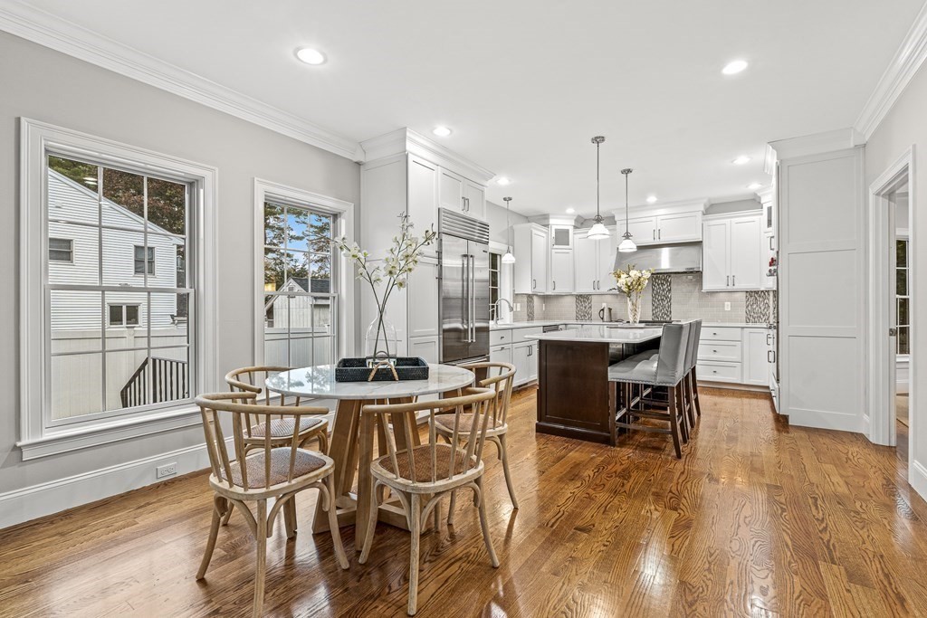 7 Pinevale Avenue Wellesley, MA 02482 - Photo 14 of 34 a view of a dining room with furniture and wooden floor