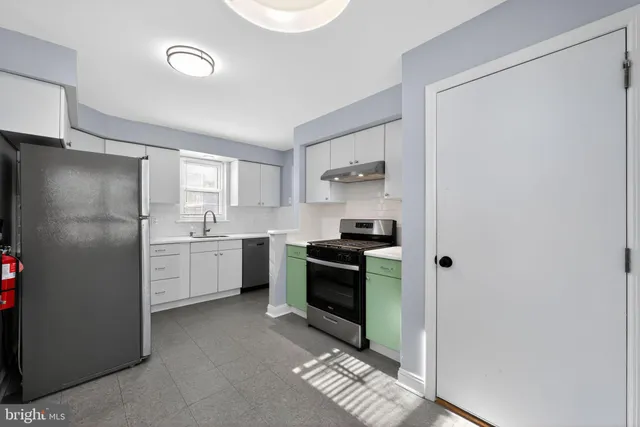 a kitchen with a sink cabinets and stainless steel appliances
