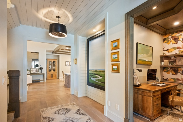 3 Carriagewood Cove, Unit 1088 Sandy, UT 84092 - Photo 9 of 79 Interior entryway featuring wood-finish flooring and a decorative chandelier