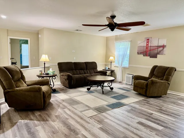 a living room with furniture