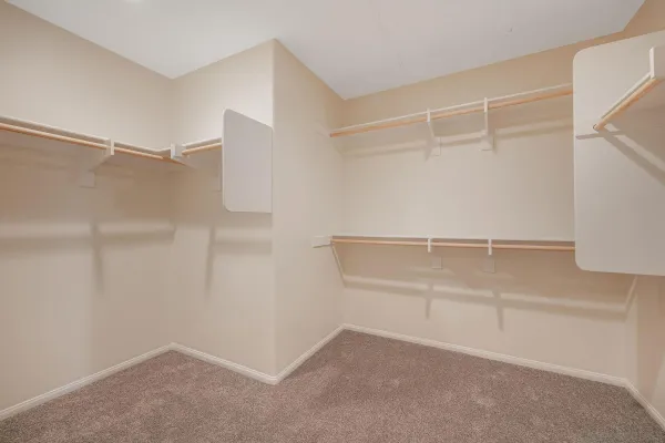 a view of an empty walk in closet