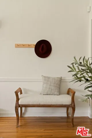 a view of a bench in a patio