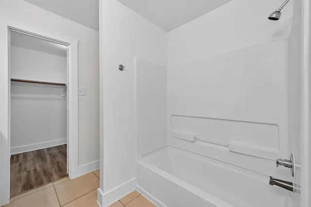 a bathroom with a bathtub