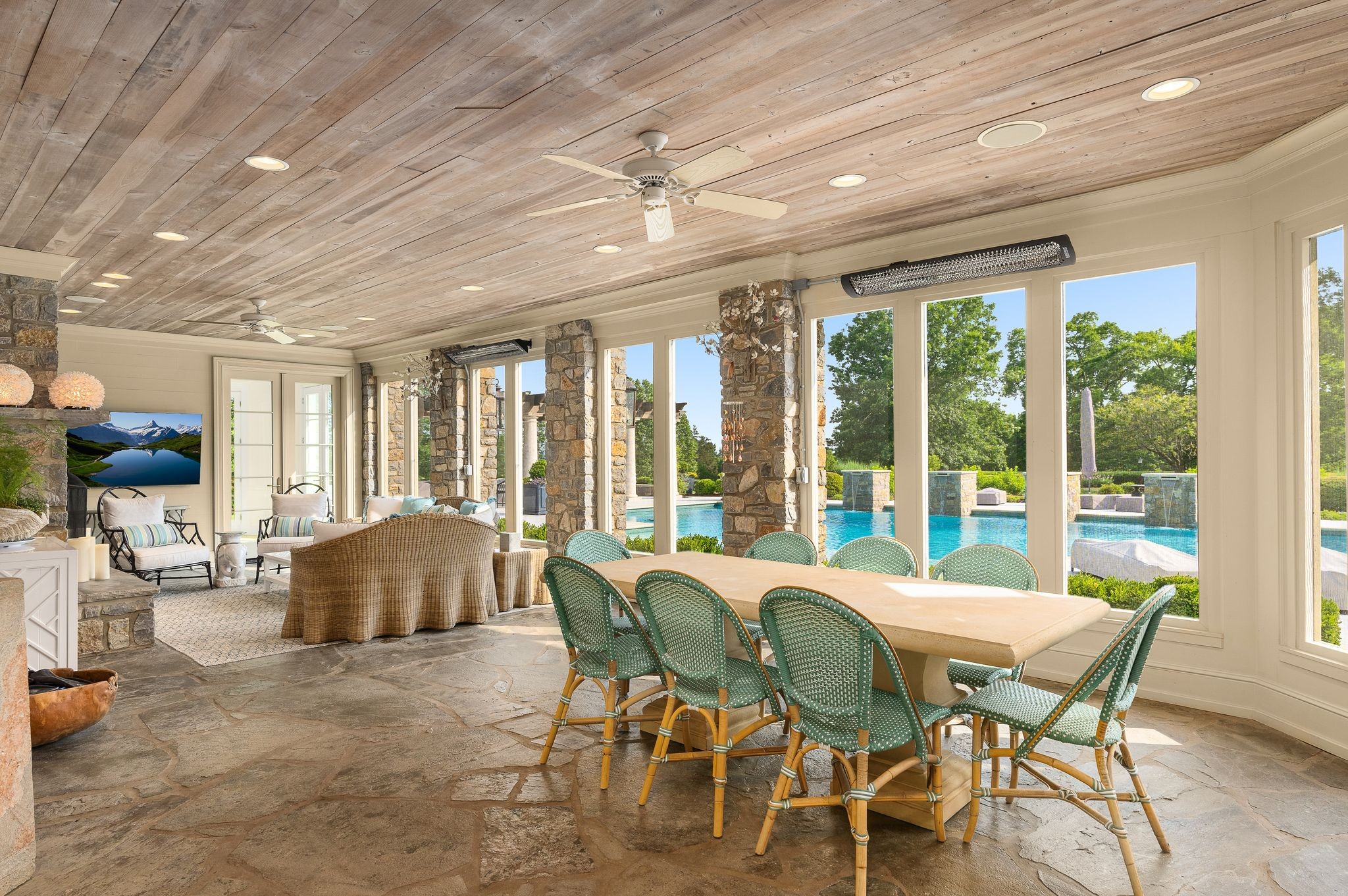 1577 Moran Road Franklin, TN 37069 - Photo 41 of 70 a view of a dining room with furniture large windows and wooden floor