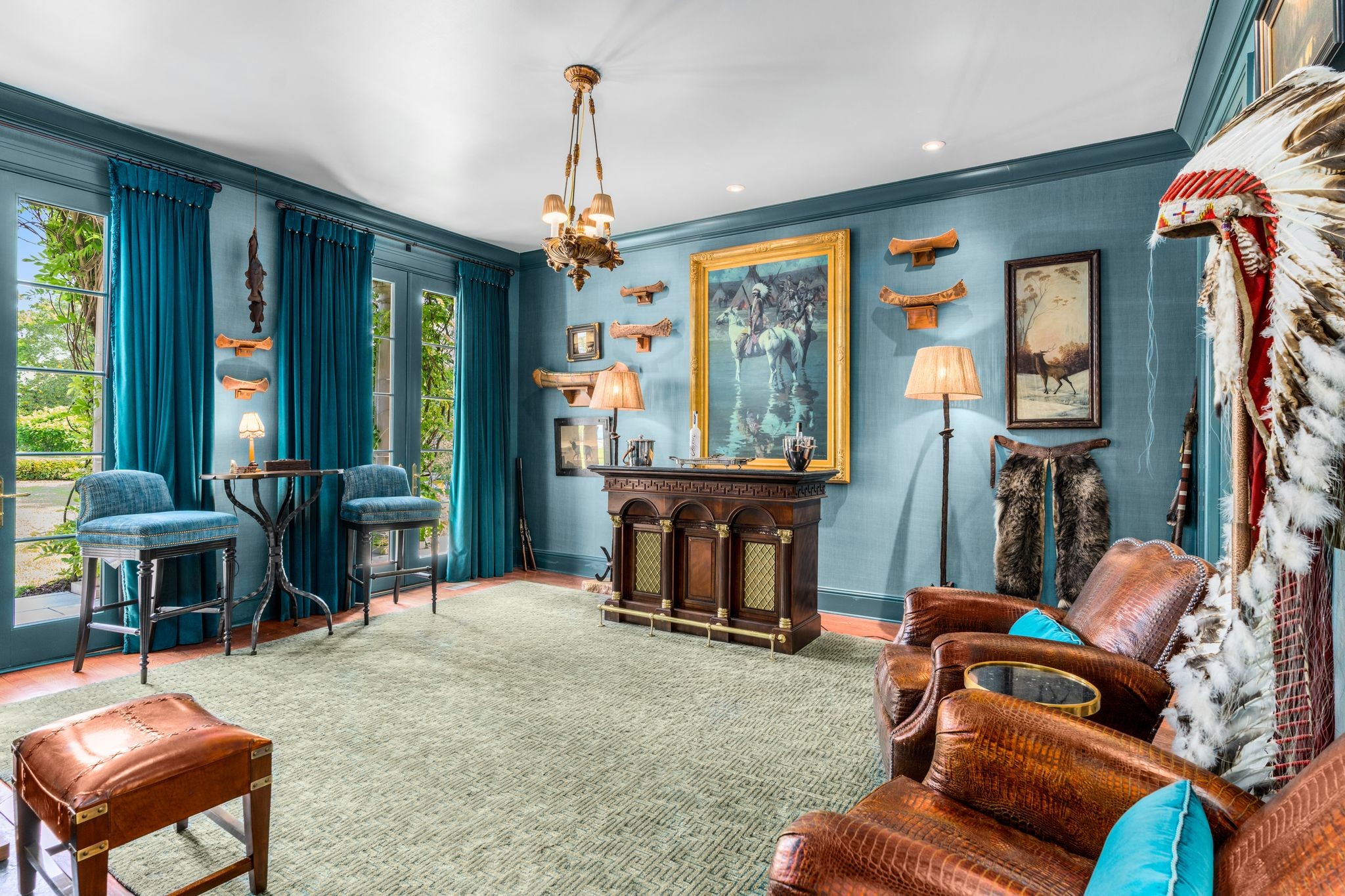 1577 Moran Road Franklin, TN 37069 - Photo 43 of 70 a living room with furniture a flat screen tv and a floor to ceiling window
