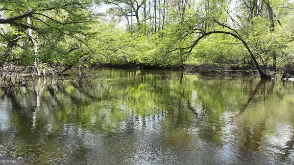 a view of lake with green space