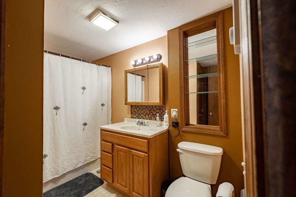 198 Lower Gore Road Webster, MA 01570 - Photo 22 of 41 a bathroom with a toilet sink vanity and mirror