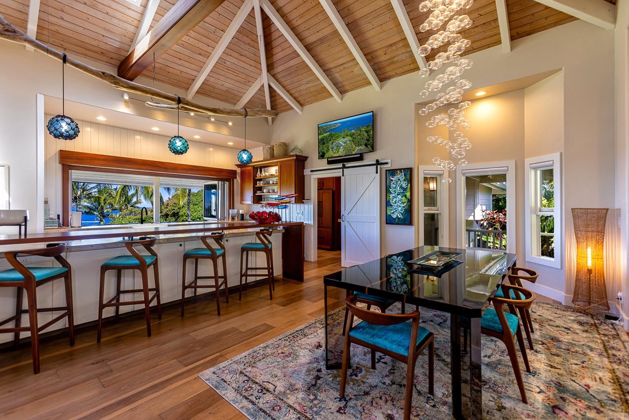 555 North Holokai Road Haiku, HI 96708 - Photo 11 of 50 The dining area seats 8 comfortably & the adjacent Mahogany breakfast bar seats 4