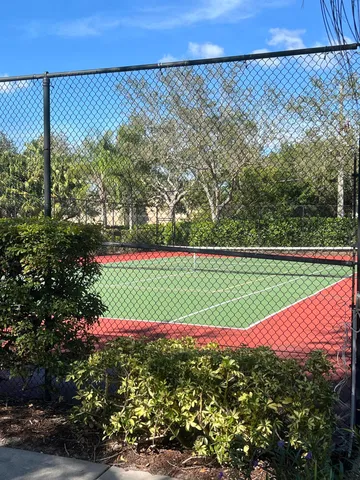 a view of a field with a tree in the background