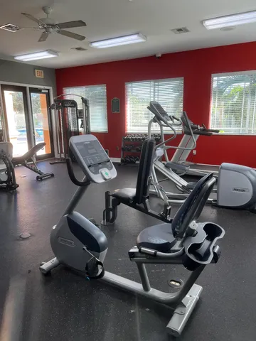 a room with gym equipment