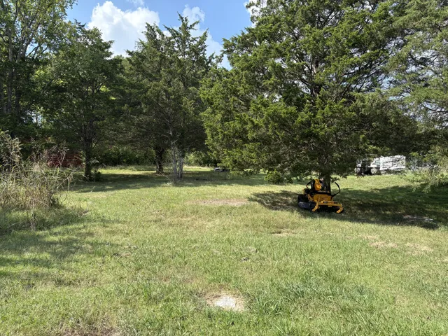 a view of backyard with parked car