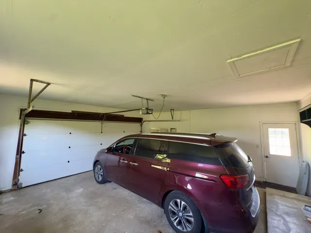 a car parked in a garage
