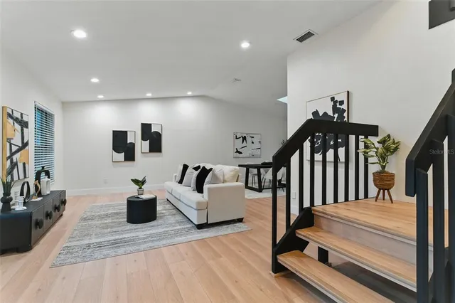 a living room with furniture