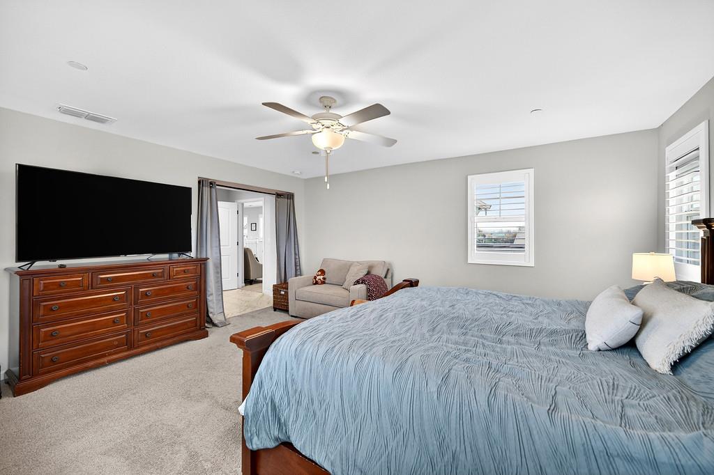 1397 Rio Grande Drive Plumas Lake, CA 95961 - Photo 42 of 54 a bedroom with a bed a tv and wooden floor