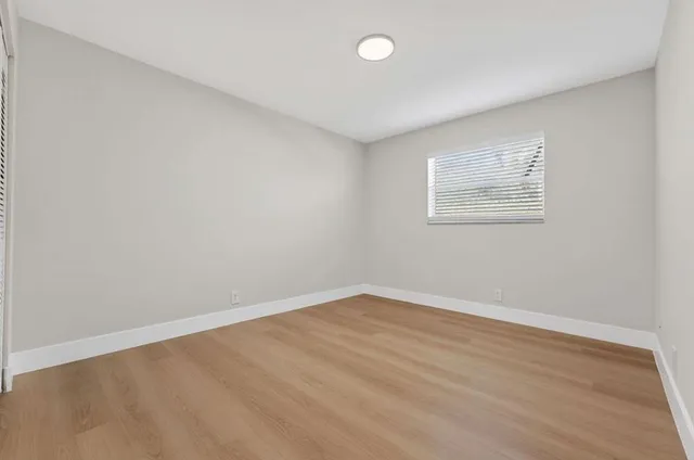 an empty room with a workbench
