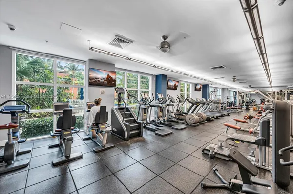 a view of a room with gym equipment