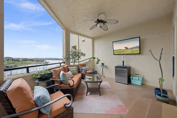 a living room with furniture