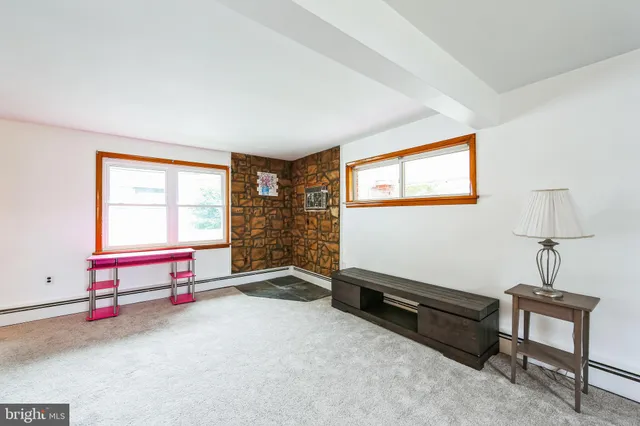 a living room with a window