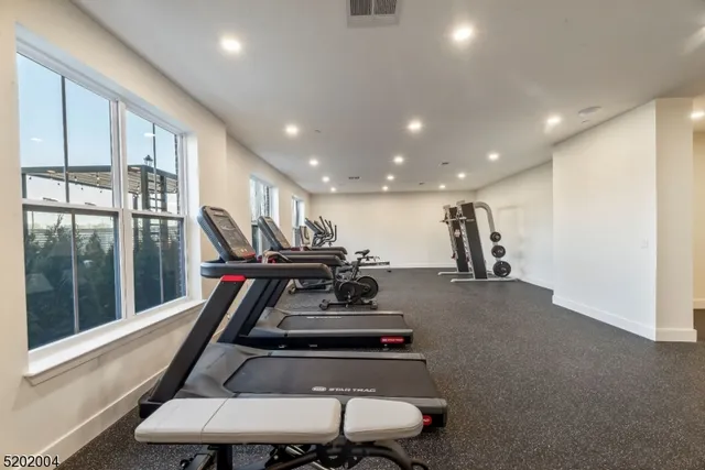 a room with gym equipment