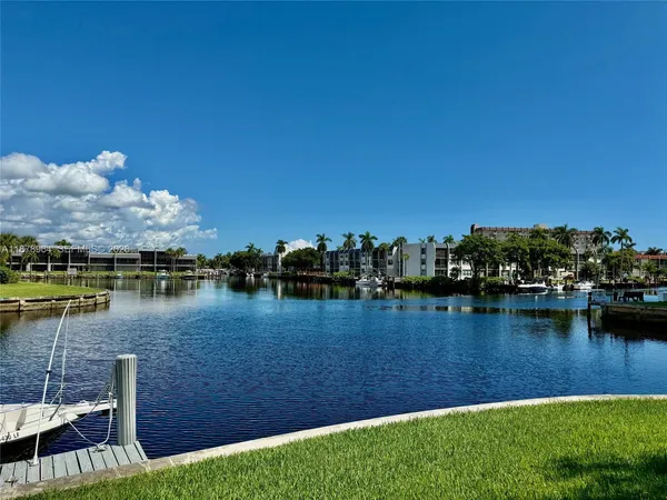 a view of a lake with houses