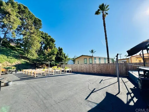a view of a street with a tree