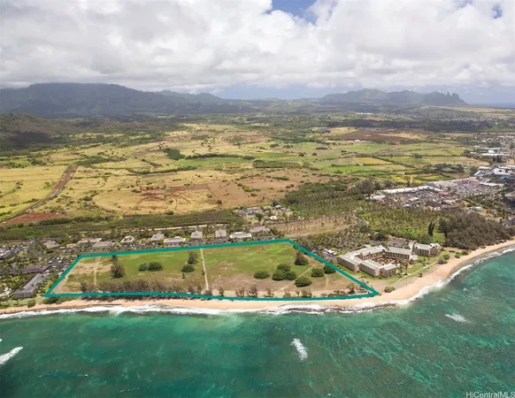 a view of a city with an ocean beach