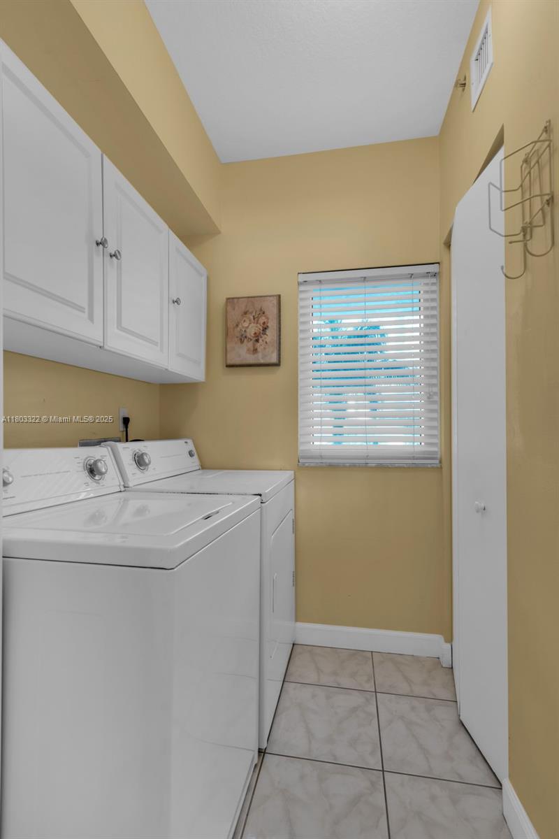 18100 North Bay Road, Unit 404 Sunny Isles Beach, FL 33160 - Photo 23 of 34 a utility room with cabinets washer and dryer