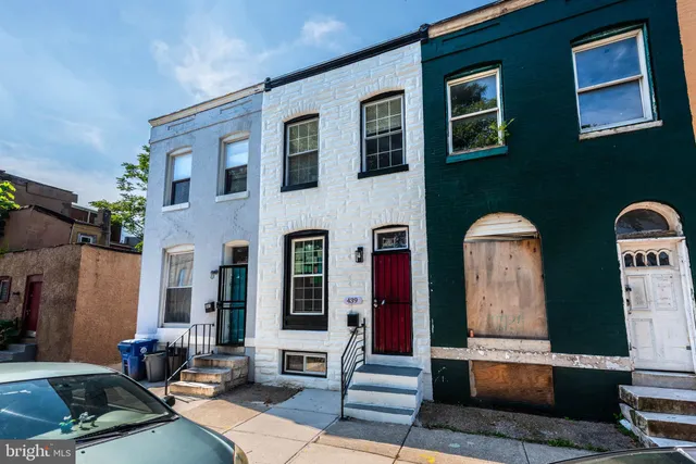 a front view of multiple houses