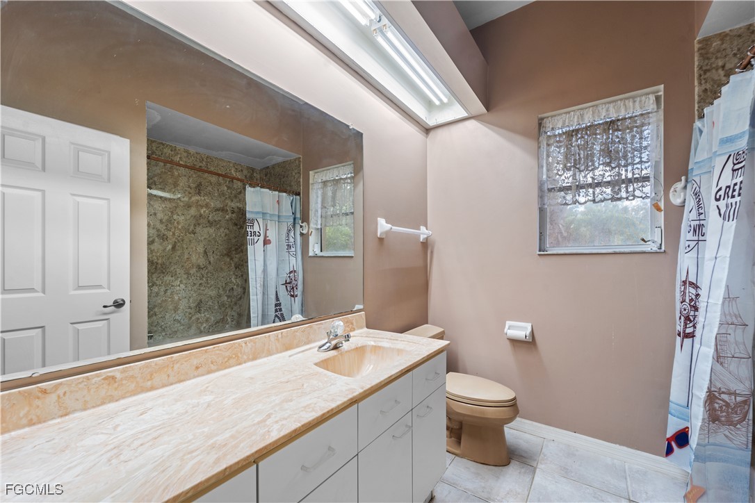 2050 Snyder Drive Alva, FL 33920 - Photo 39 of 49 a bathroom with a granite countertop sink toilet and shower