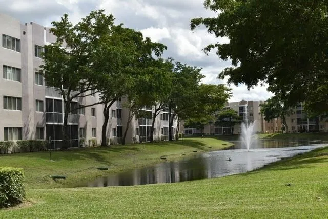 a view of a park with slide