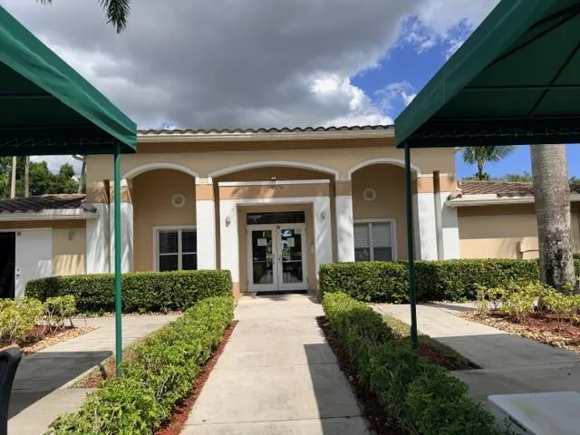 a view of a fountain and a fountain