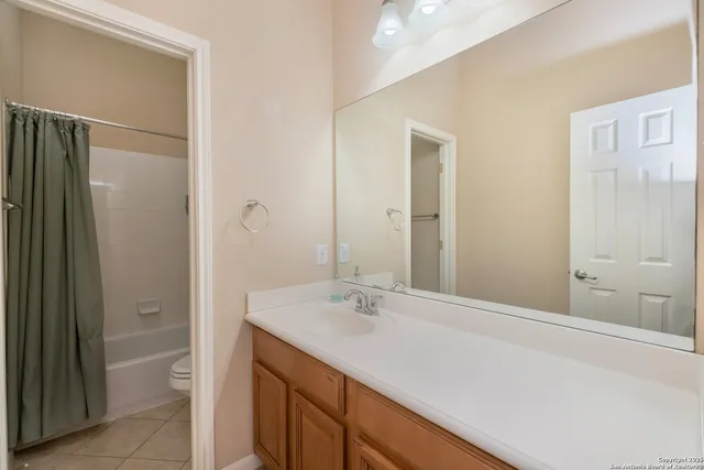 a view of a room with a window