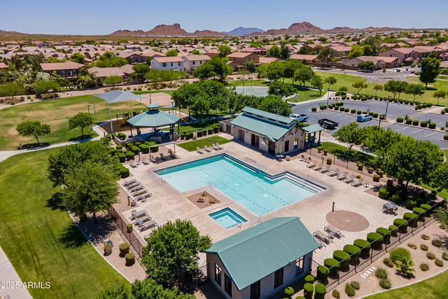 an aerial view of a house